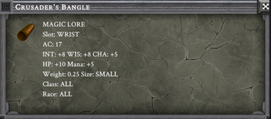 CRUSADER'S BANGLE item card